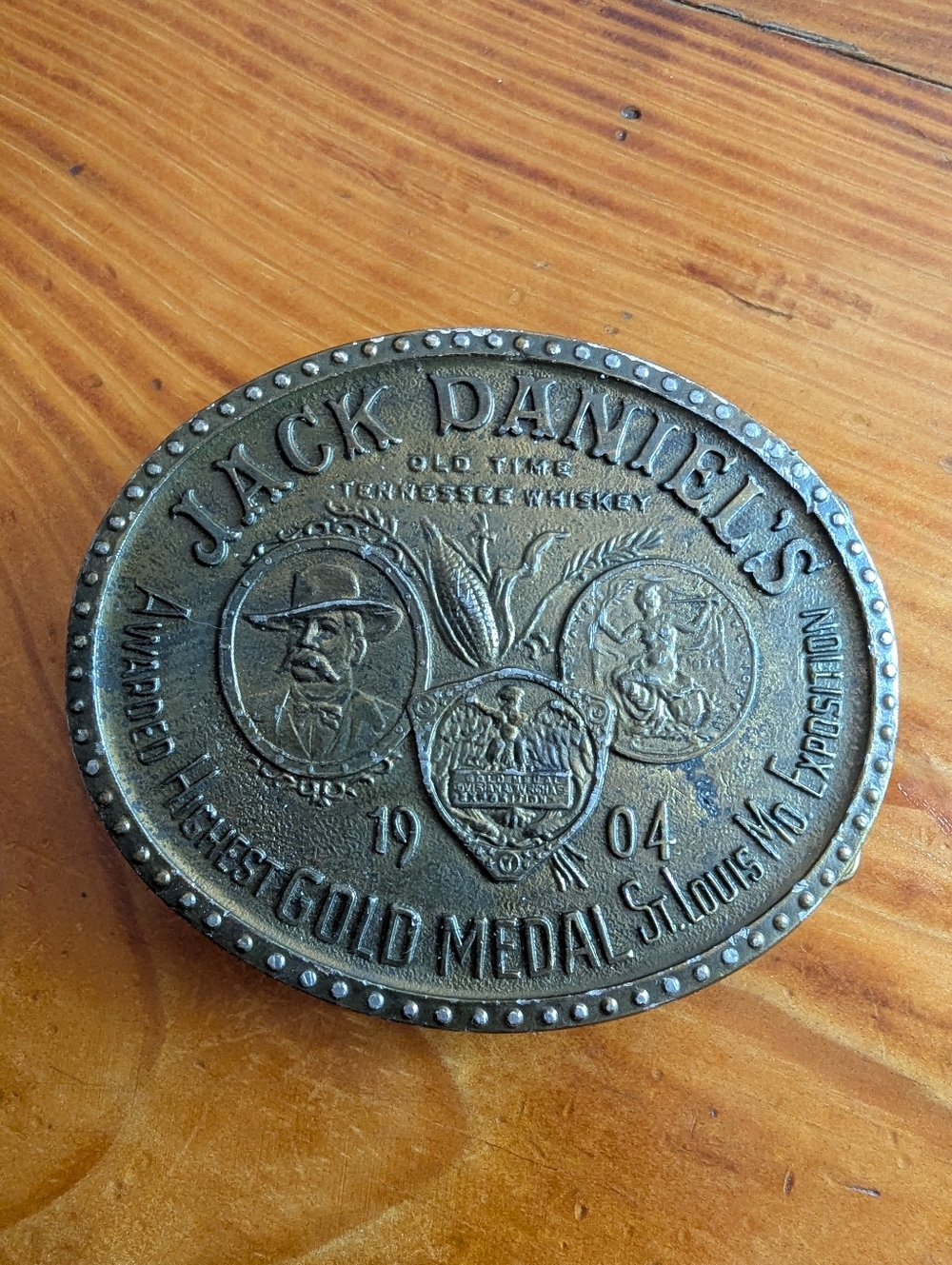 Jack Daniel's Vintage Gold Medal Decorative Belt Buckle - Bronze Tone